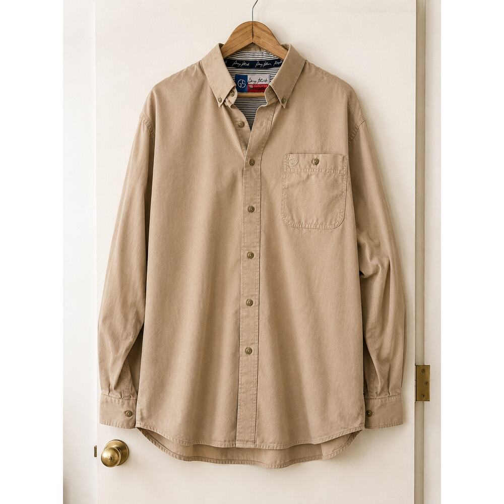 Vintage Wrangler George Strait Cowboy‎ Cut Button Down Shirt Sand Beige ✨
